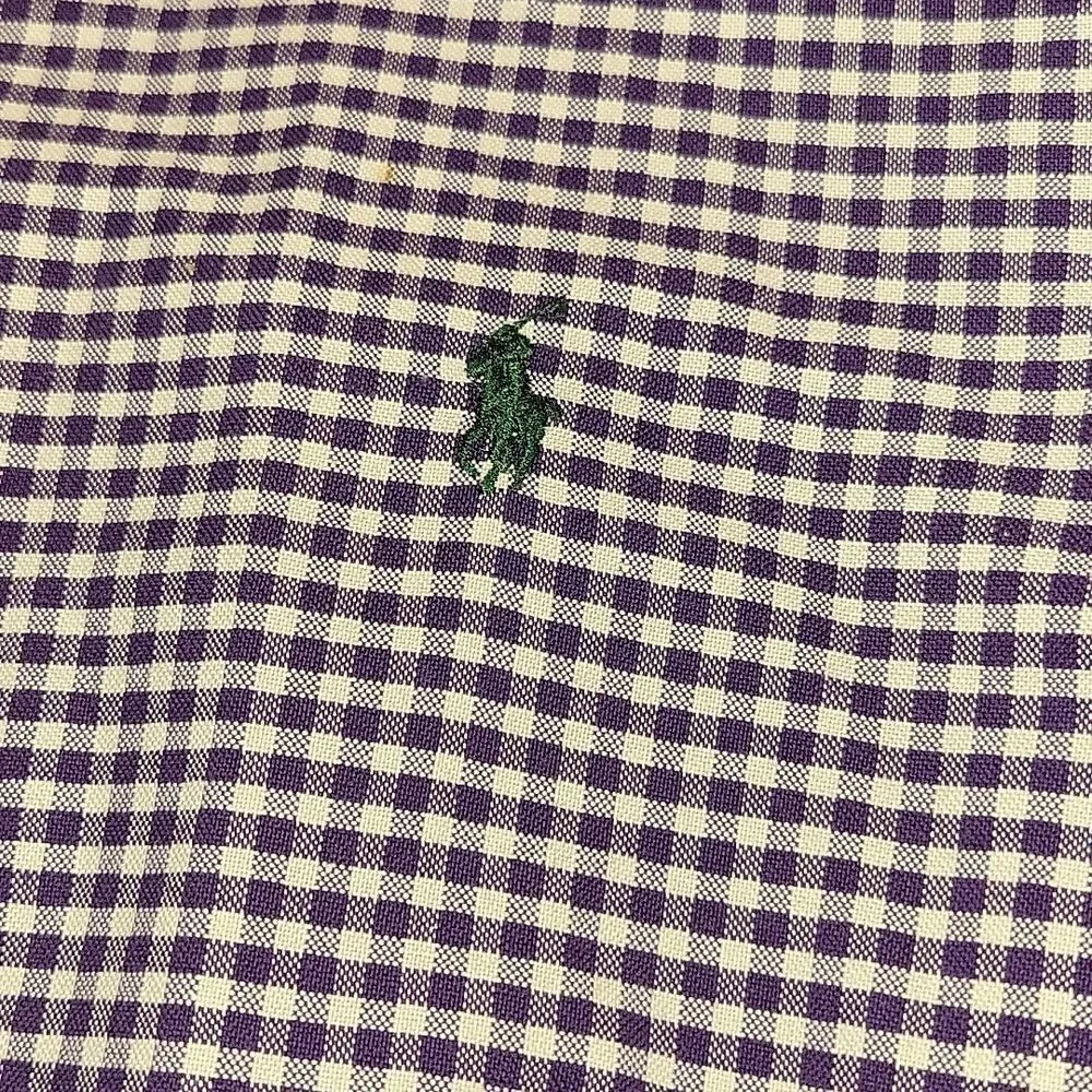 Ralph Lauren Purple Plaid Gingham Custom fit Button Down Shirt Size L